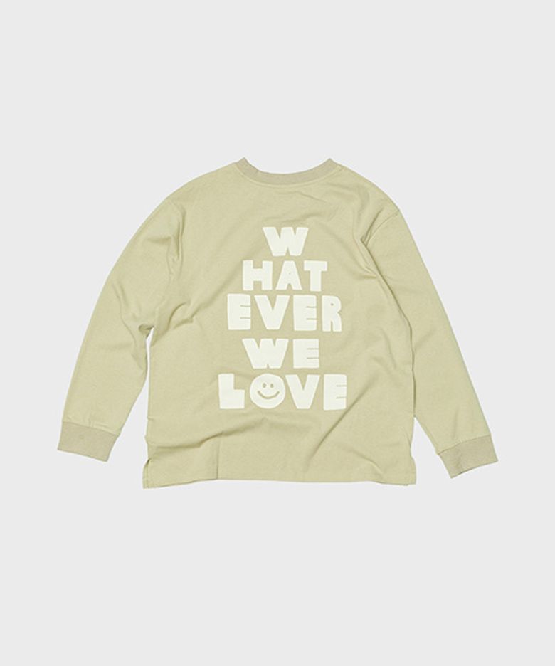 LONG SLEEVE T SHIRT WHATEVER WE LOVE BOLD BEIGE