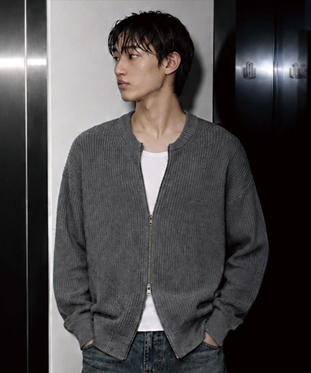 크로스닷(CROSSDOT) 미아 2WAY 오버핏 니트 집업 가디건 3 Color [CRDG_5002]