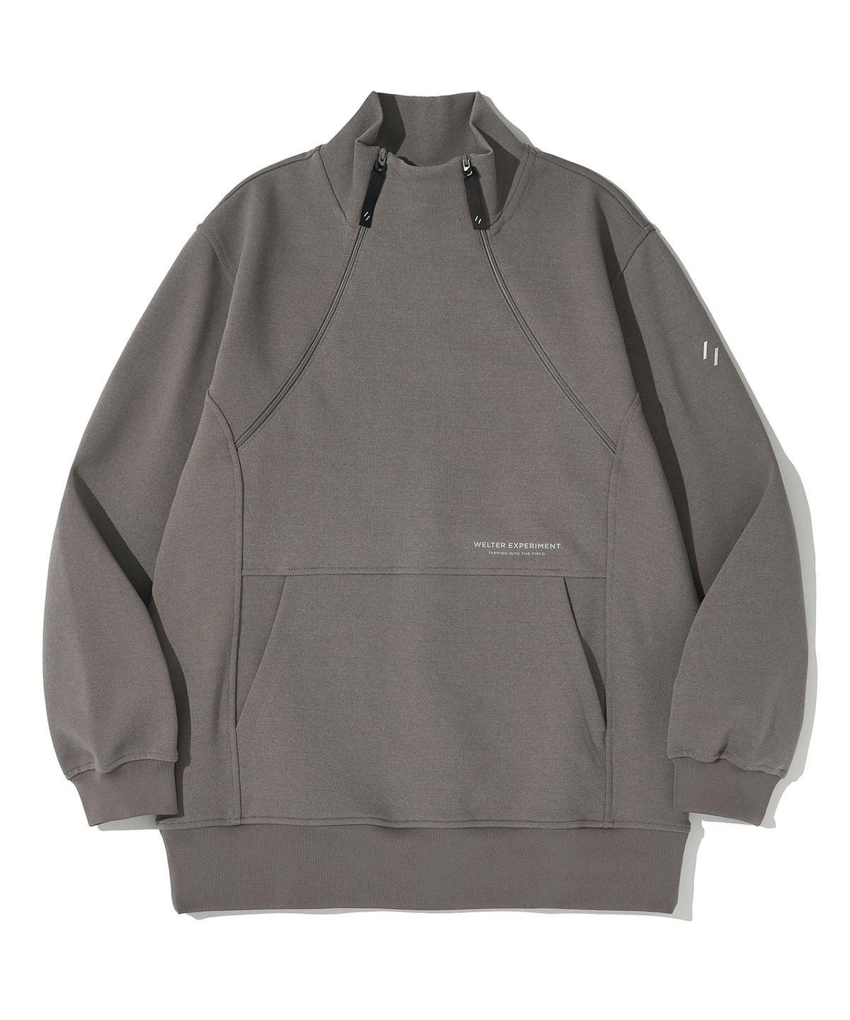 웰터 익스페리먼트(WELTER EXPERIMENT) DOUBLE HALF ZIP SWEATSHIRT_GRAY_WOL091