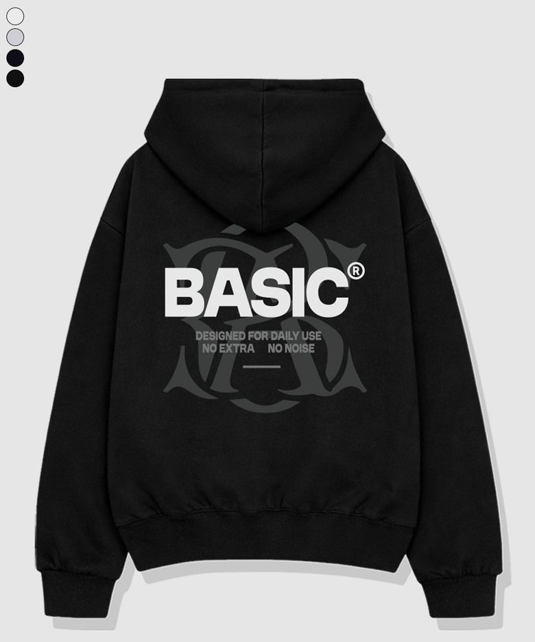 Base Mark 2-Way Oversized Hoodie Zip-Up 3 Color [BLBH_2004]