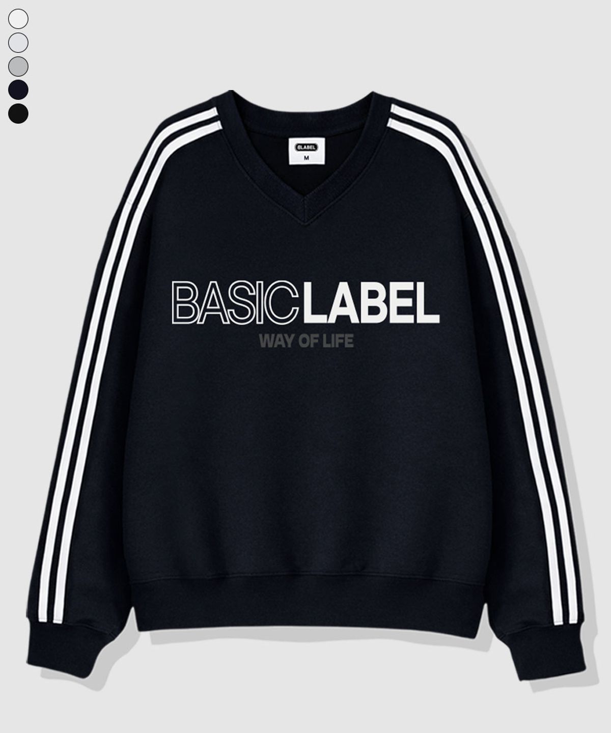 베이직라벨(BASIC LABEL) Red Line Oversized Track V-Neck Sweatshirt 5 Color [BLBV_2002]
