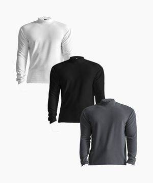 [2PACK] 시그니처 모크넥 머슬핏 긴팔 티셔츠