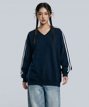 루틴 오버핏 트랙 브이넥 맨투맨 5 Color [ANBV_9001]