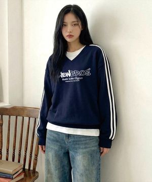 어뉴코어로고 오버핏 트랙 브이넥 맨투맨 5 Color [ANBV_9002]