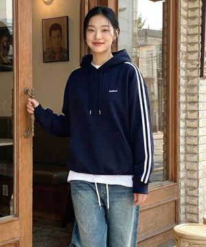 어뉴컴팩트로고 트랙 오버핏 후드티셔츠 4 Color [ANBI_8002]