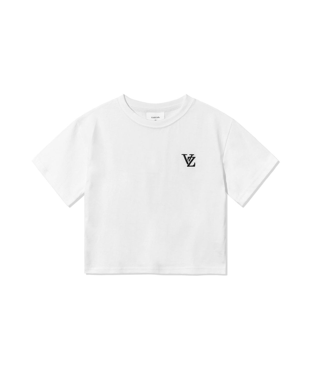 바잘(VARZAR) VZ 3D 로고 크롭 반팔 티셔츠 화이트