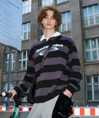 MUSINSA公式 | OPENING PROJECT Identity Stripe Collar T Shirt - Grey