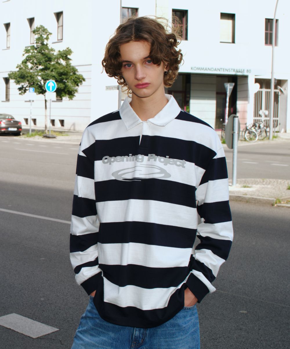 ☆人気【Opening Project】☆W IDENTITY STRIPE COLLAR T SHIR.T MUSINSA | OPENING PROJECT Identity Stripe Collar T Shirt - White