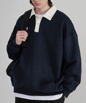 [기모버전 추가]시티보이 오버핏 럭비 카라 맨투맨 스웻 티셔츠 4COLOR