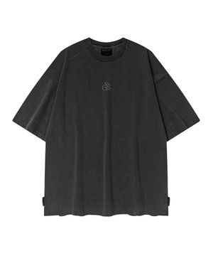 470g 피그먼트 절개 반팔 티셔츠 (차콜)