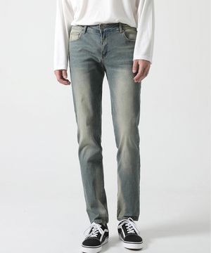 SLIM JEANS 워싱 스트레이트 데님 팬츠