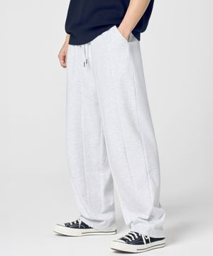 벌룬 절개 와이드 스웨트 팬츠 [화이트 멜란지]