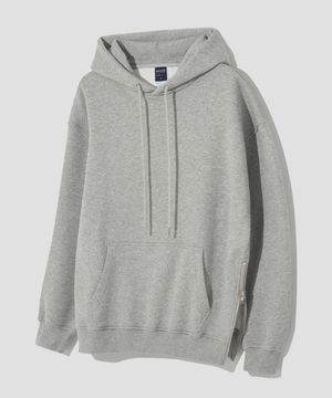 에센셜 오버핏 절개 스웻 후드 [헤더 그레이]
