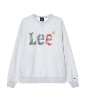 스티치 자수 로고 맨투맨 라이트 그레이