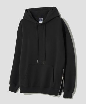 에센셜 오버핏 절개 스웻 후드 [블랙]