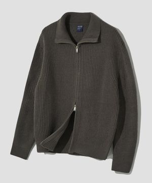 리파인드 투웨이 니트 집업 [차콜]