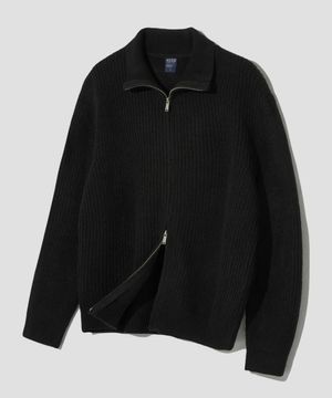 리파인드 투웨이 니트 집업 [블랙]