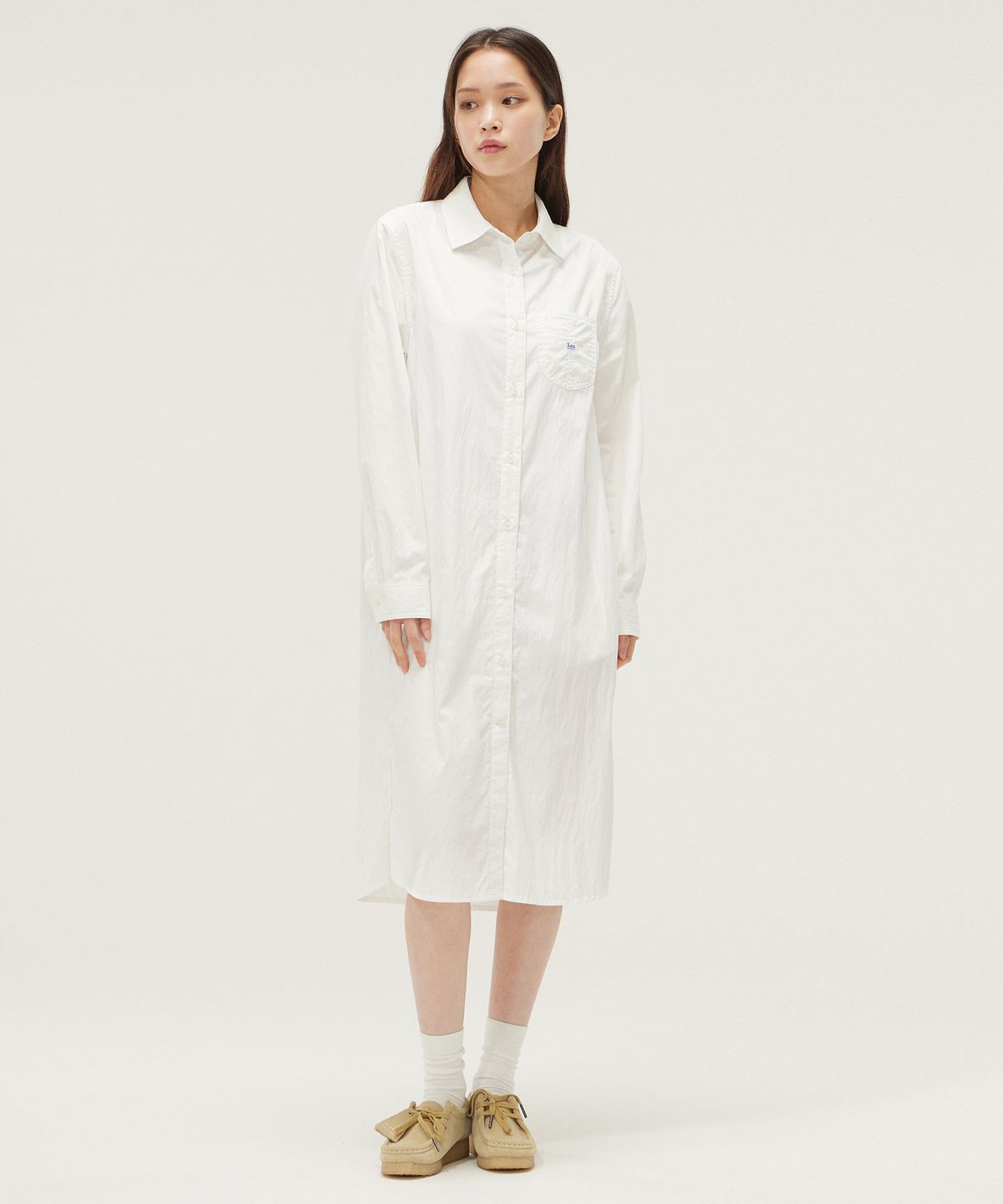 리(LEE) 셔츠 롱 원피스 아이보리
