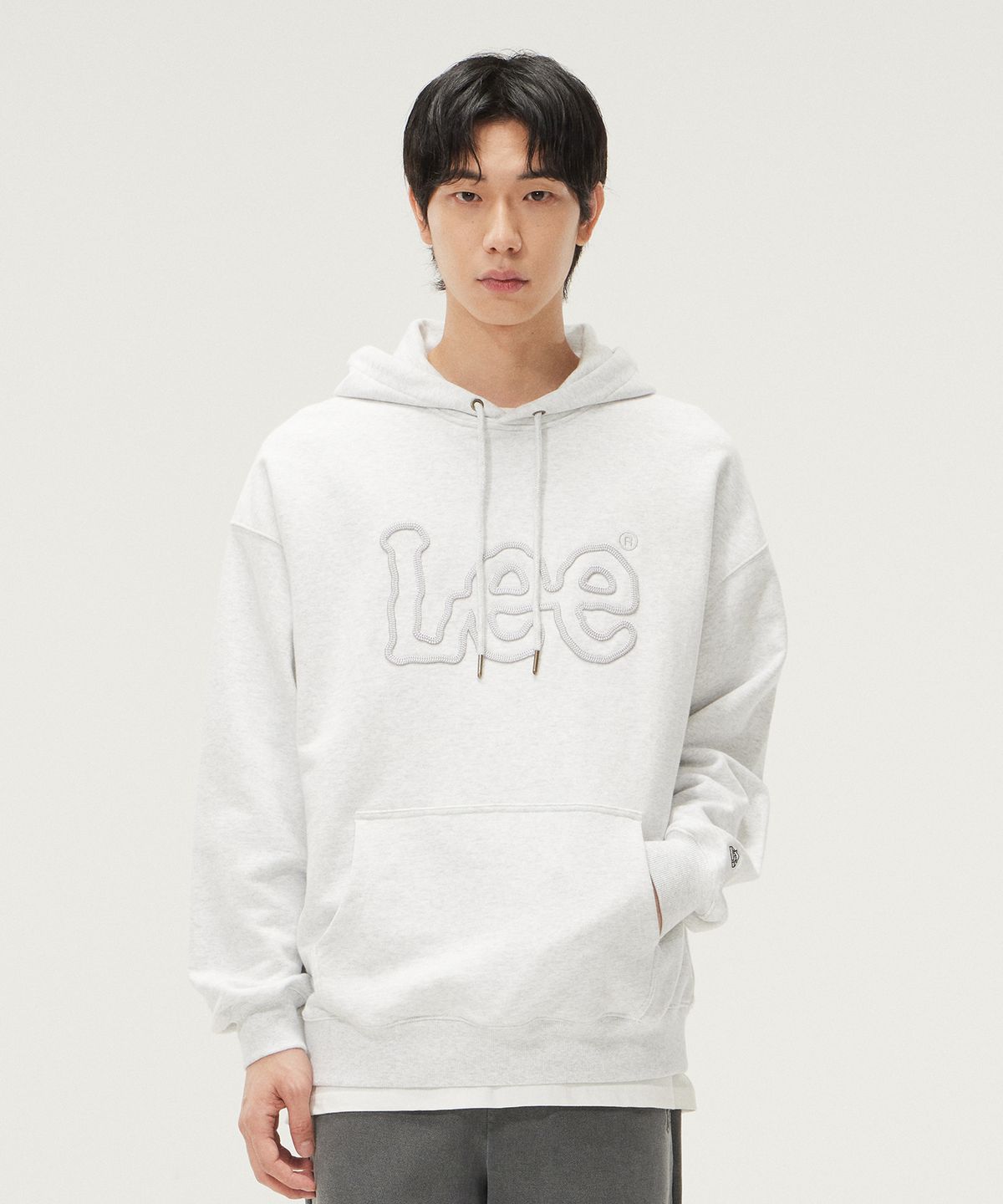 리(LEE) 체인 트위치 로고 후드 티셔츠 라이트 그레이