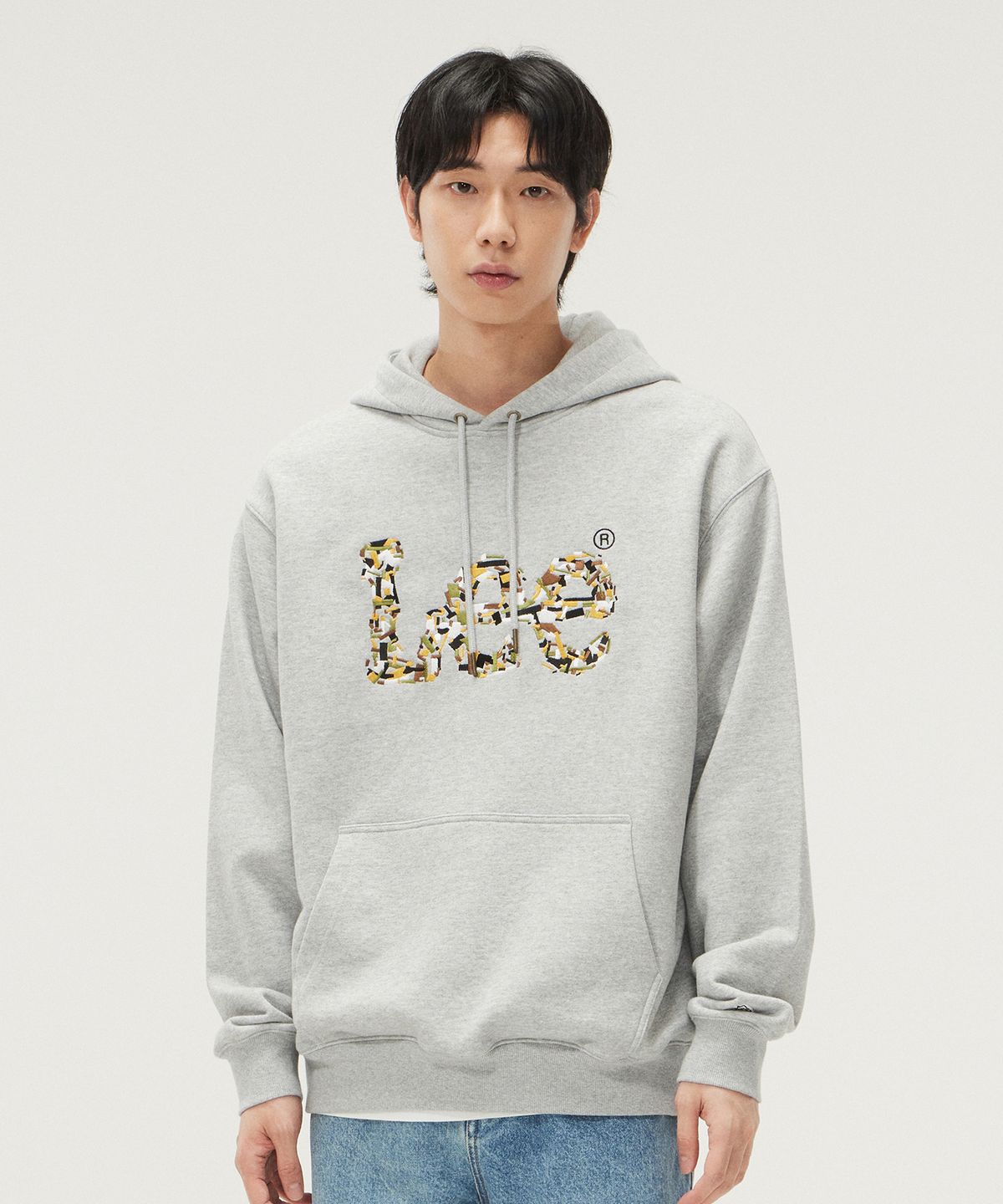 리(LEE) 카모 트위치 로고 후드 티셔츠 그레이