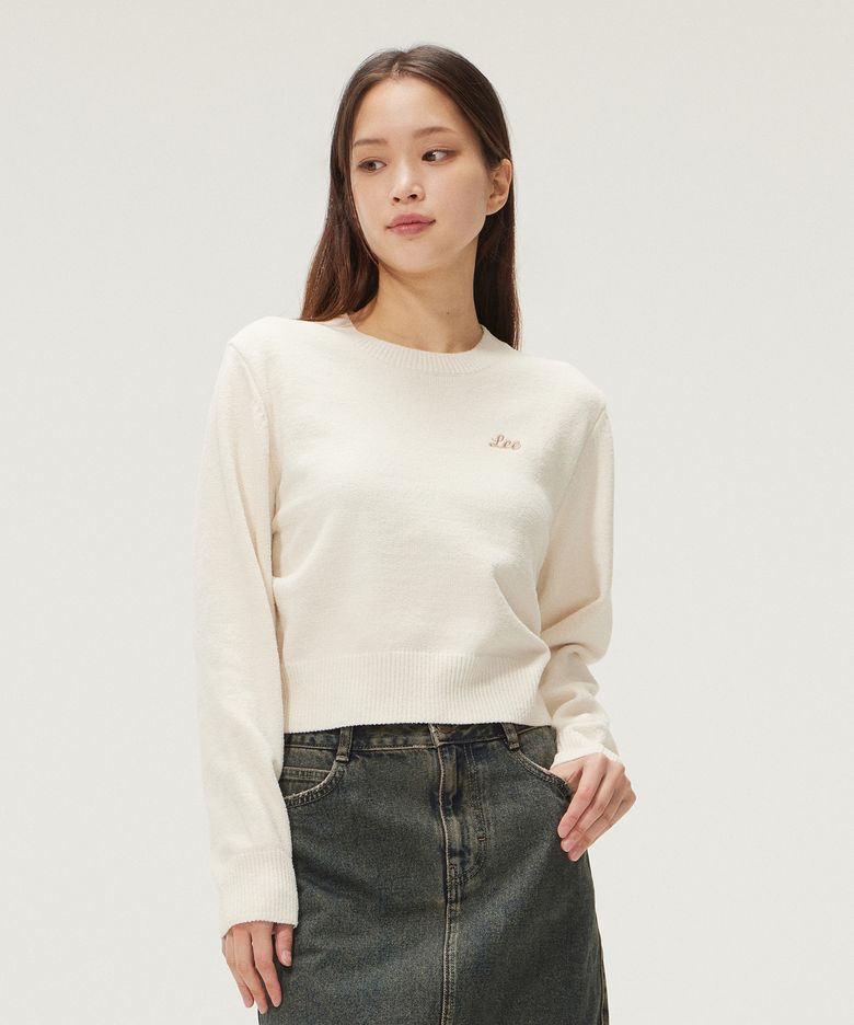 우먼 라운드 니트 아이보리