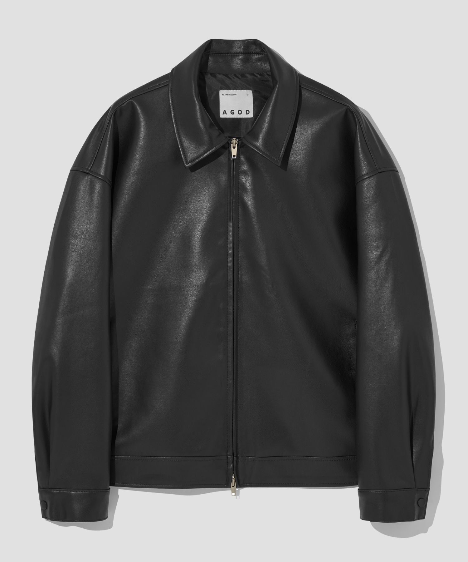 MUSINSA公式 | AGOD オーバーサイズヴィーガンレザージャケット[ブラック]