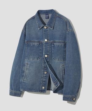 스톤 워싱 크롭 데님 자켓 [인디고]