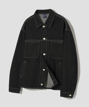 스톤 워싱 크롭 데님 자켓 [블랙]