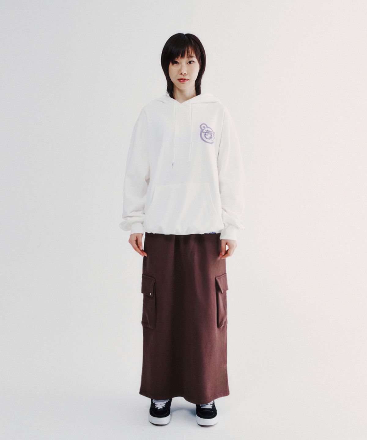 이스트쿤스트(ISTKUNST) MAXI CARGO SWEAT SKIRT_BROWN(IK2EFFPA02A)