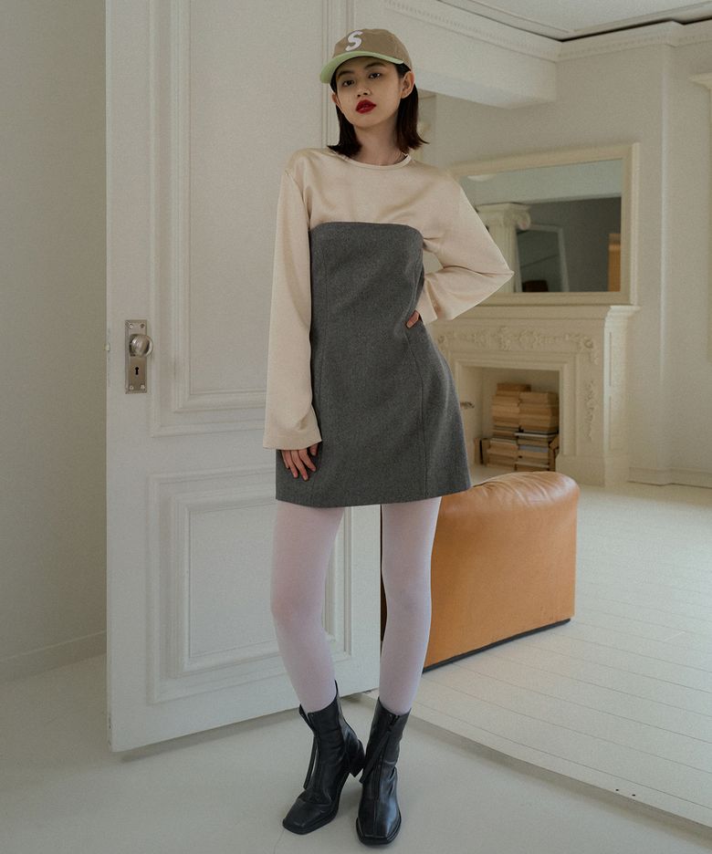 VOLUME TUBE DRESS_GRAY