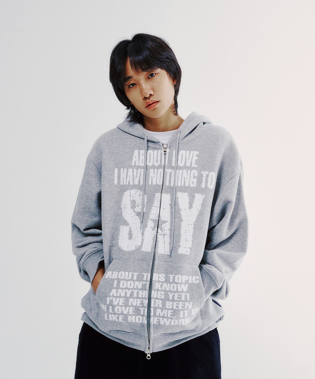 이스트쿤스트(ISTKUNST) SAY HOOD ZIP UP_GREY(IK2EFMM484A)