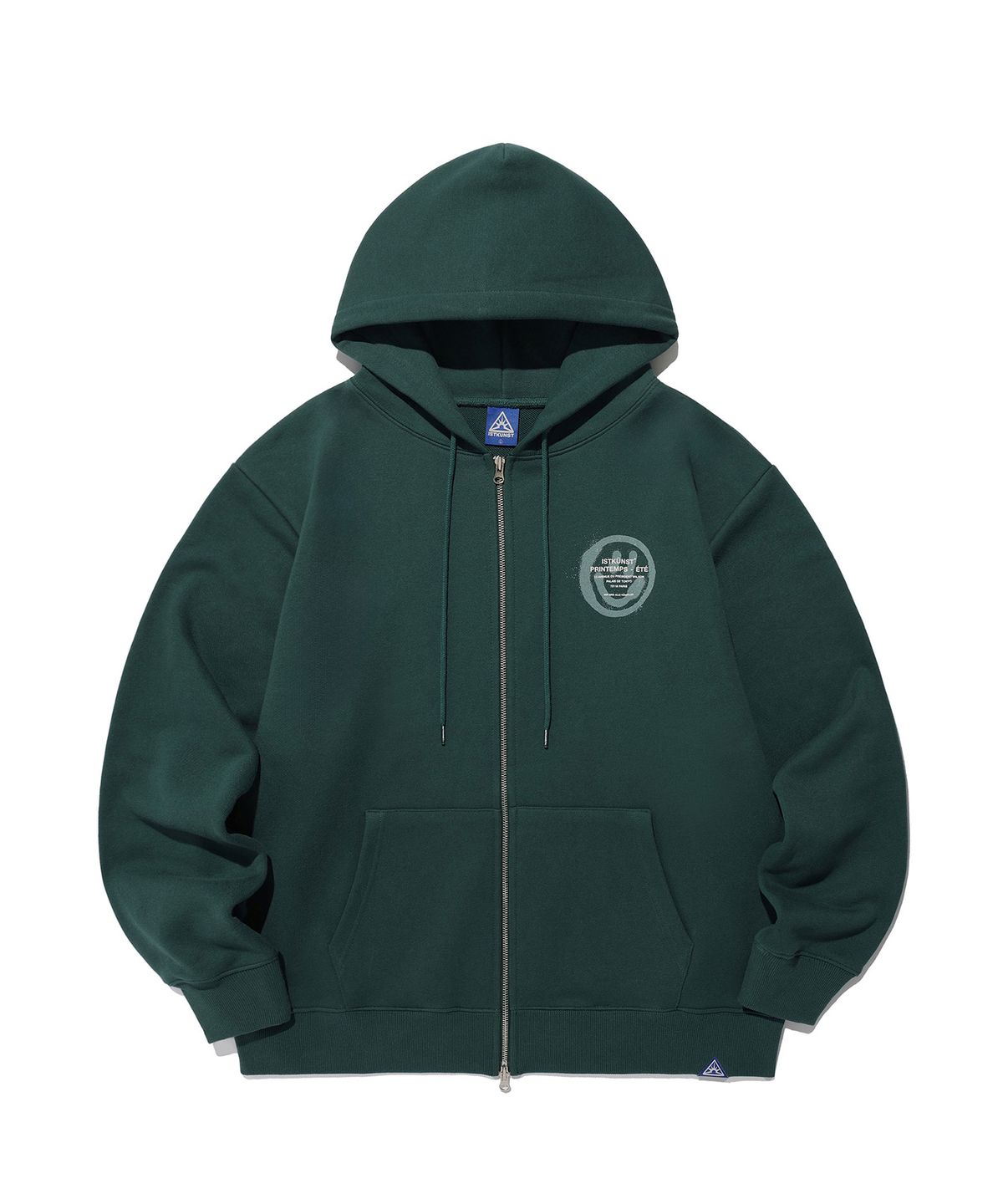 이스트쿤스트(ISTKUNST) LOGO&SMILEY HOOD ZIP UP_DEEP GREEN(IK2EFMM480A)