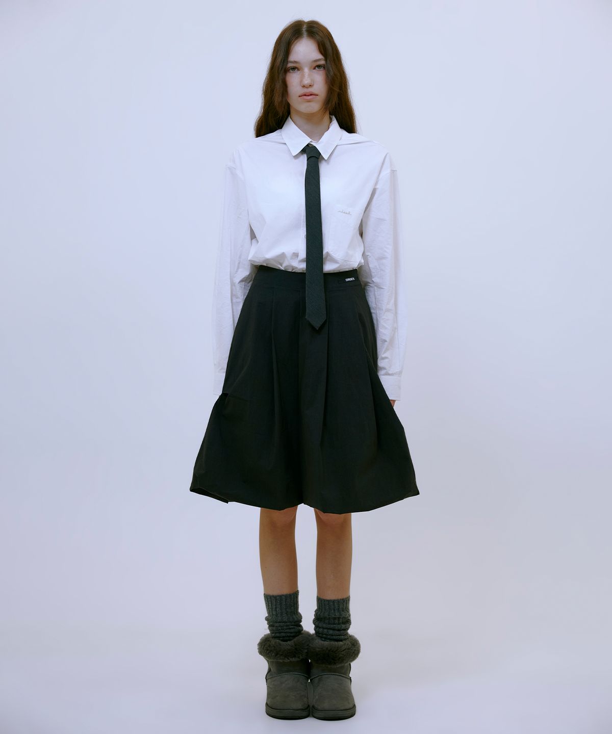 써틴먼스(13MONTH) Balloon Midi Skirt (CHARCOAL)