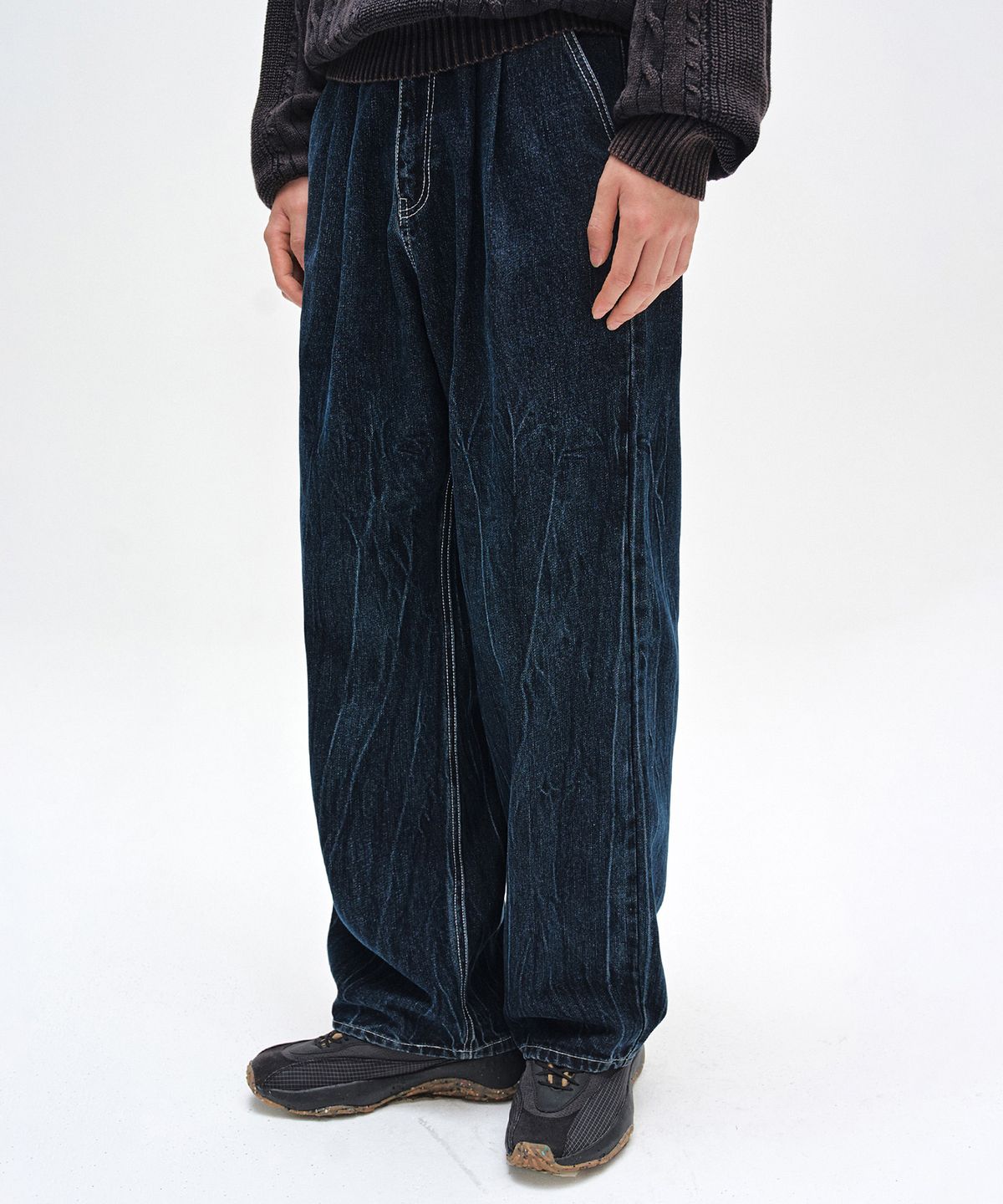 데케트(DECET) Dawn 2Pleats Wide Jeans DCPT007CRDBlue