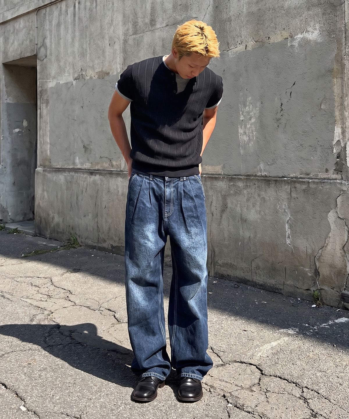 데케트(DECET) Dawn 2Pleats Wide Jeans DCPT007DBlueA