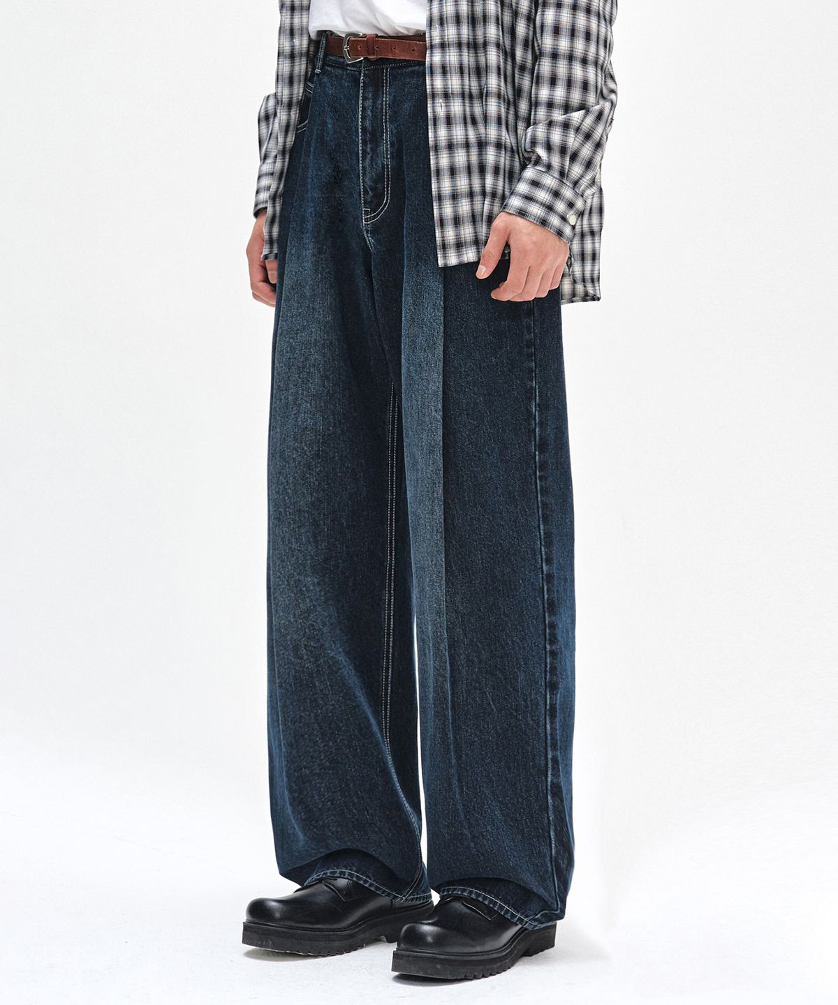 데케트(DECET) Deep Pleats Wide Jeans DCPT030DBlueA
