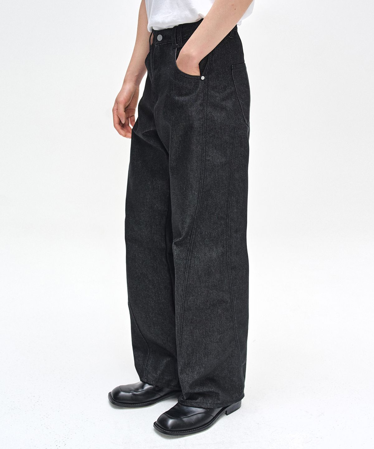 데케트(DECET) Curved Wide Jeans DCPT033CPBlack2