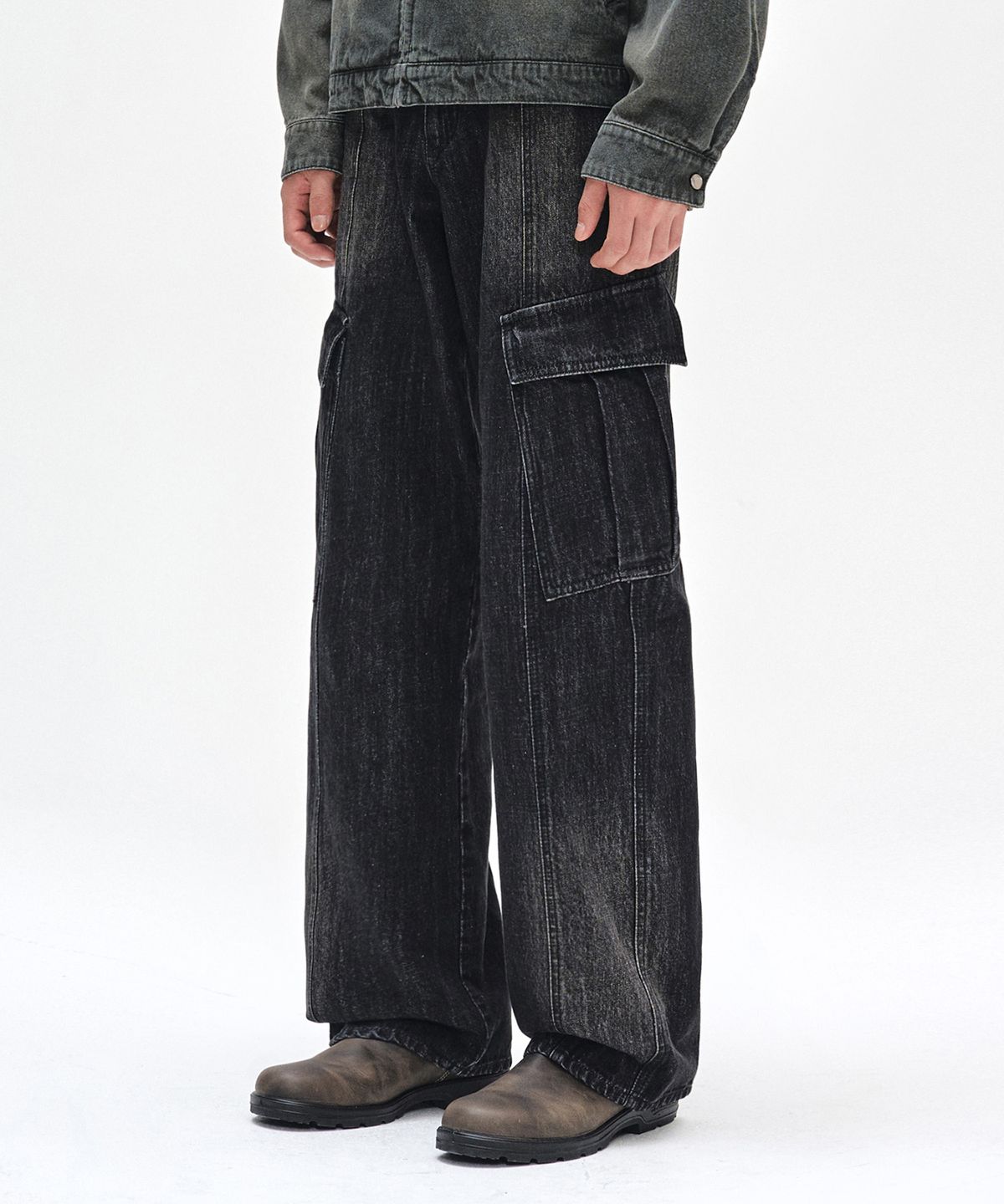 데케트(DECET) Cargo Carpenter Wide Jeans DCPT042BlackA