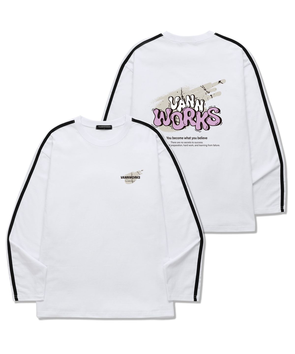 밴웍스(VANNWORKS) Gravity Logo 소매 테잎 롱슬리브 (VLS0063) 화이트