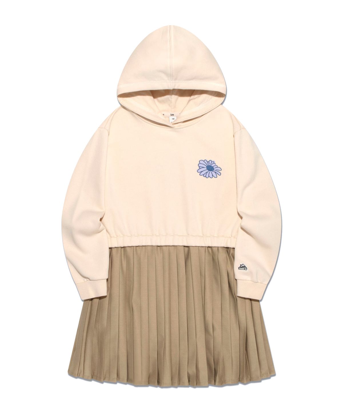 리 키즈(LEE KIDS) 스웨트 플리츠 믹스 레귤러핏 원피스 크림 LK2403OP73CM