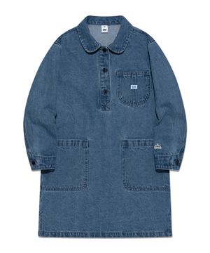 데님 카라 레귤러핏 원피스 인디고라이트 LK2403OP72IL