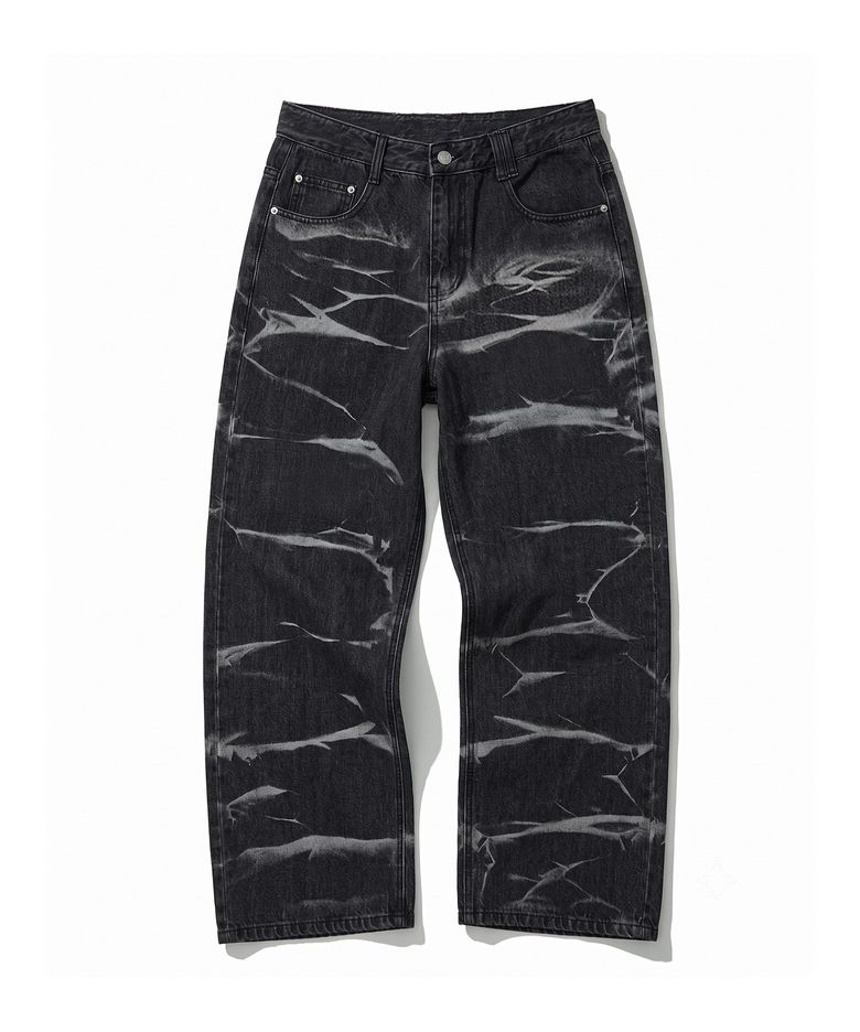 Vine Bleach Wide Jeans DCPT045Black