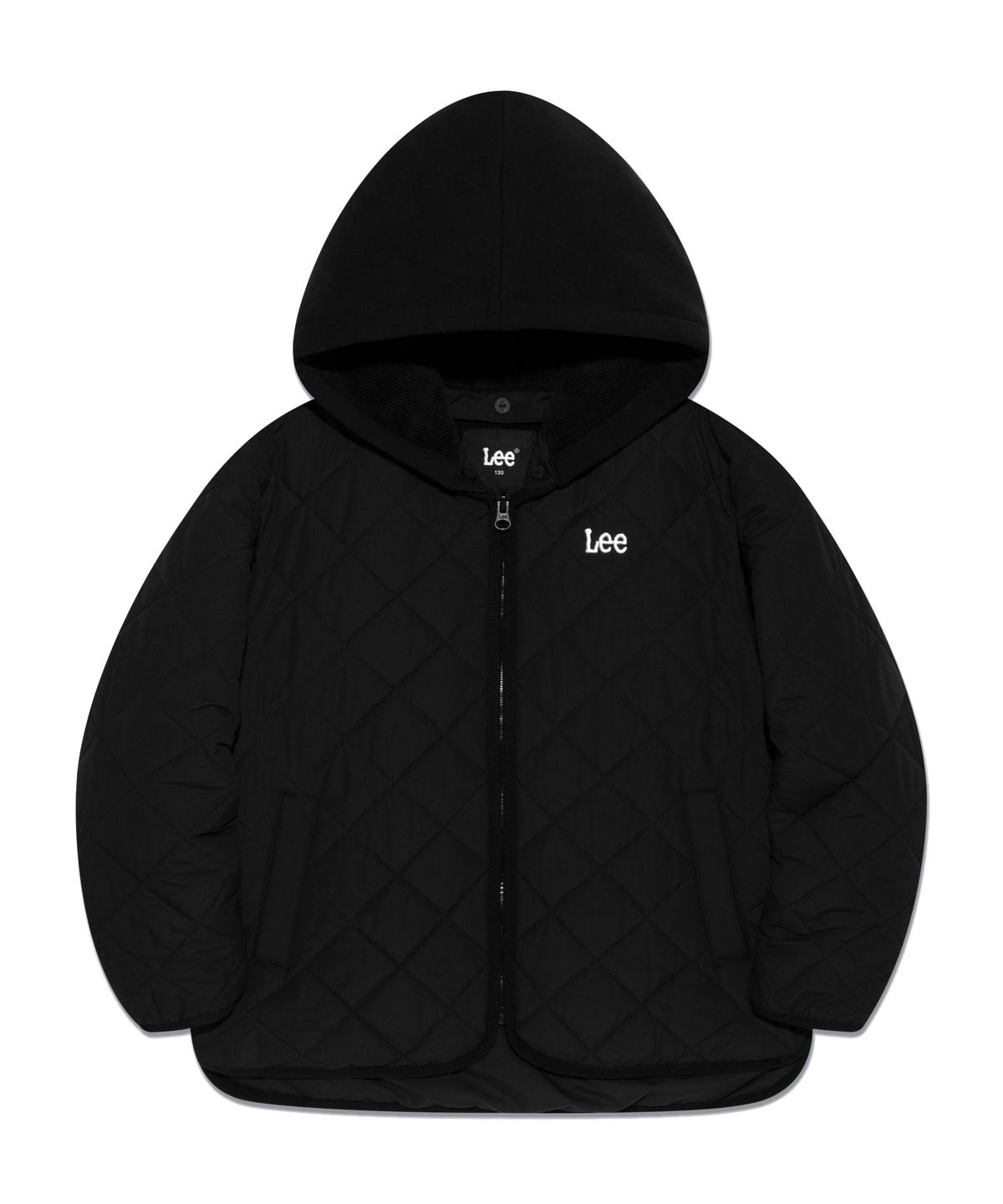리 키즈(LEE KIDS) 레귤러핏 다이아퀼팅 후드 패딩 점퍼 블랙 LK2403JU07BK