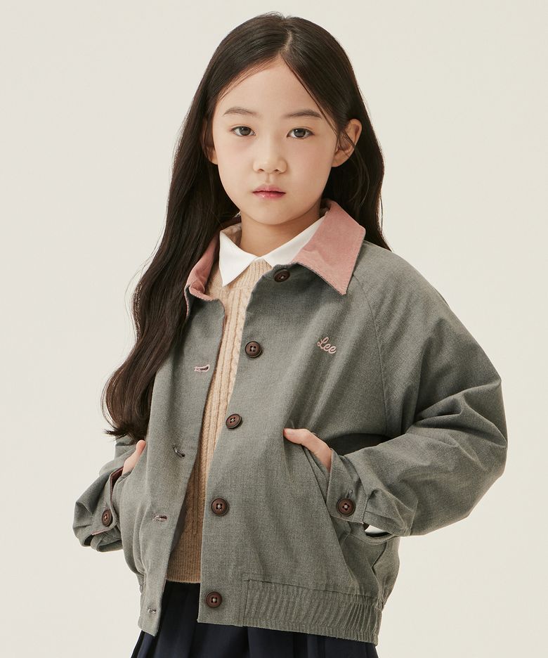 스쿨 레귤러핏 체크 블루종 자켓 차콜 LK2403JK71CH