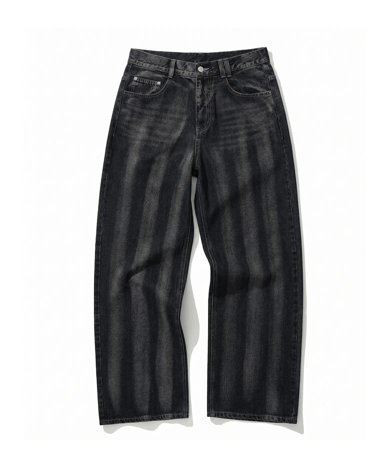 Stripe Bleach Wide Jeans DCPT049BlackB