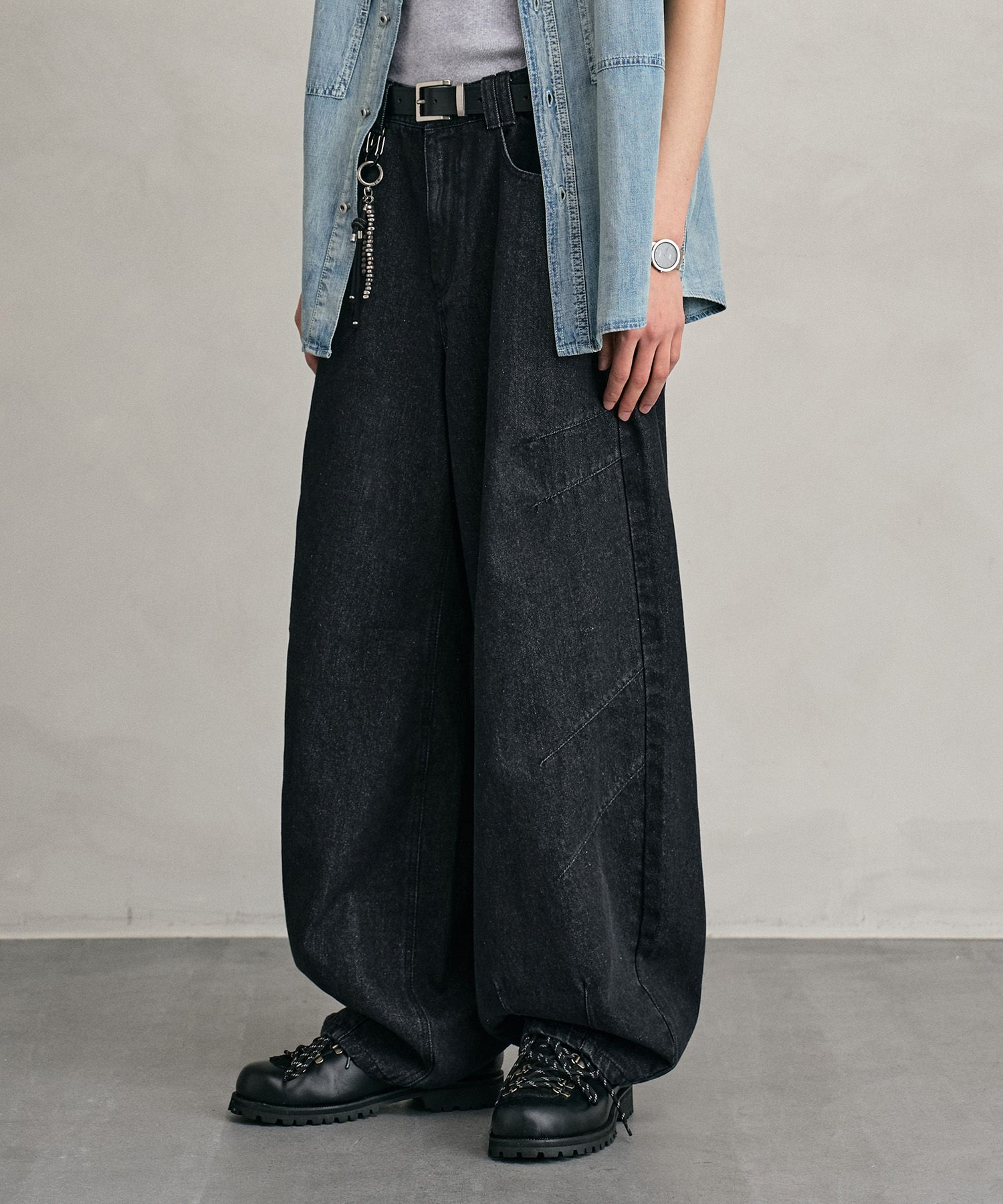 ★MUSINSA STANDARD★ Destroyed Knee Wide Denim Pants Dark Bl MUSINSA | MUSINSA STANDARD Destroyed Knee Wide Denim Pants