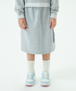 배색 스웨트 레귤러핏 스커트 라이트그레이 LK2403SR73MG