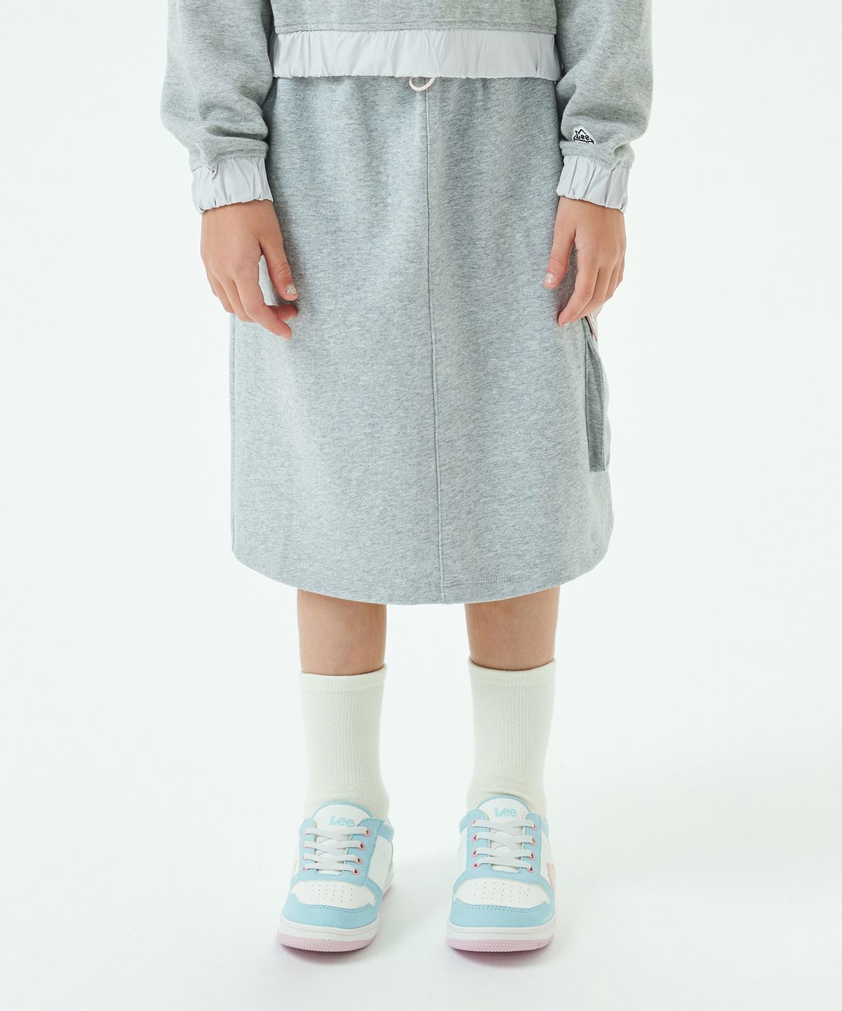 리 키즈(LEE KIDS) 배색 스웨트 레귤러핏 스커트 라이트그레이 LK2403SR73MG