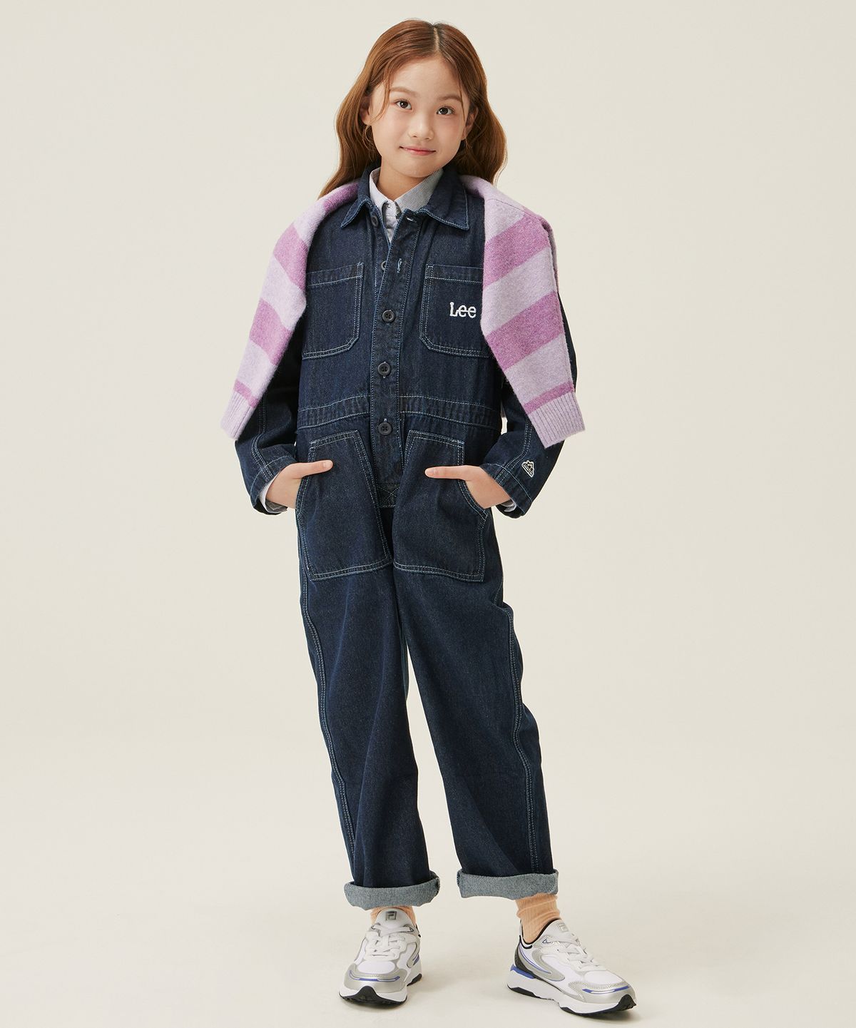 리 키즈(LEE KIDS) 데님 오버핏 오버롤 네이비 LK2403OR02NA