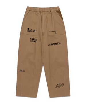 크렉 로고 세미와이드핏 배기 팬츠 베이지 LK2403PT41BE